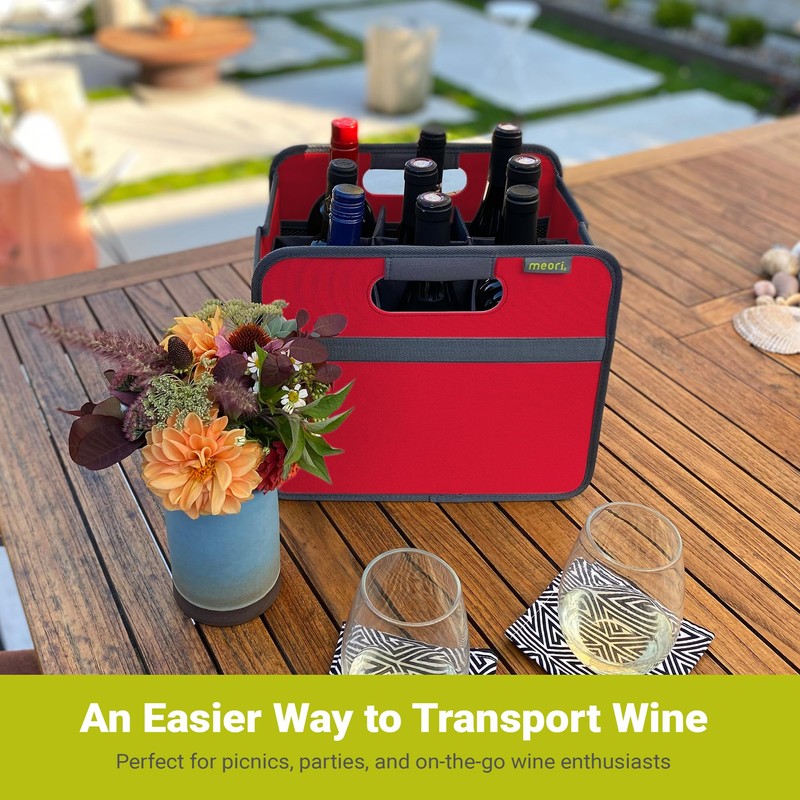 meori 9-Bottle Wine Carrier | Hibiscus Red Solid (B100341)