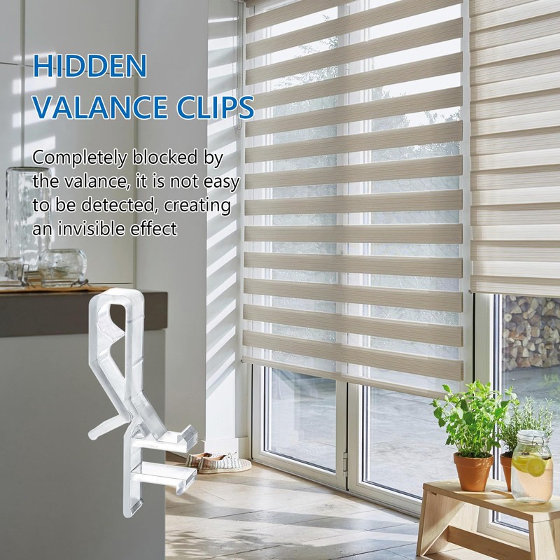 30 Pcs Hidden Channel Valance Clips 1-7/8 Inch Clear Plastic