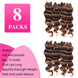 ToyoTree Extensiones De Cabello Trenzado De Ondas Oceánicas Sintéticas De 12 Pulgadas, 8 Paquetes, Color Marrón Ombré, De Longitud Media, Rizado Y Ondulado Profundo (12 Pulgadas, 8 Unidades) T4/30