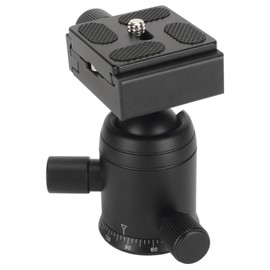 Panoramic Ball Head 360 Degree Rotating 3/8in Thread Metal Tripod Head with 1/4in Quick Release Plate Bubble Level