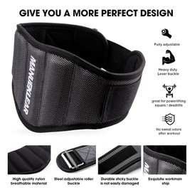 MANUEKLEAR Gym Weight Lifting Belt Weight Lifting Workout Weightlifting Powerlifting Belt for Men Women - 7.5inch - Bodybuilding Fitness Back Support for Cross Training, Squats, Lunges