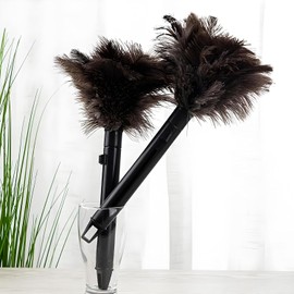 2 Piezas Plumeros de Plumas de Avestruz - Plumero Extensible para Polvo con Mango Largo, Sacudidor de Polvo Reutilizable para Muebles, Ventanas y Hogar, Limpieza Profunda sin Rayar Superficies