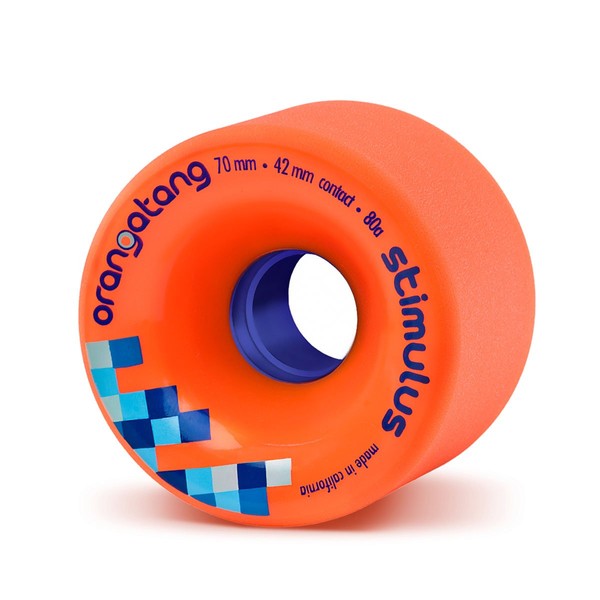 Orangatang Stimulus 70 mm 80a Freeride Longboard Skateboard Wheels w/Loaded Jehu V2 Bearings (Orange, Set of 4)