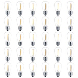 Meconard 30 Pack S14 Edison String Light Bulbs, 1 Watt Replacement Bulbs for Outdoor String Lights, Low Wattage Shatterproof LED Filament Patio Bulbs, E26 Medium Base, 2200K Warm White, Non-Dimmable