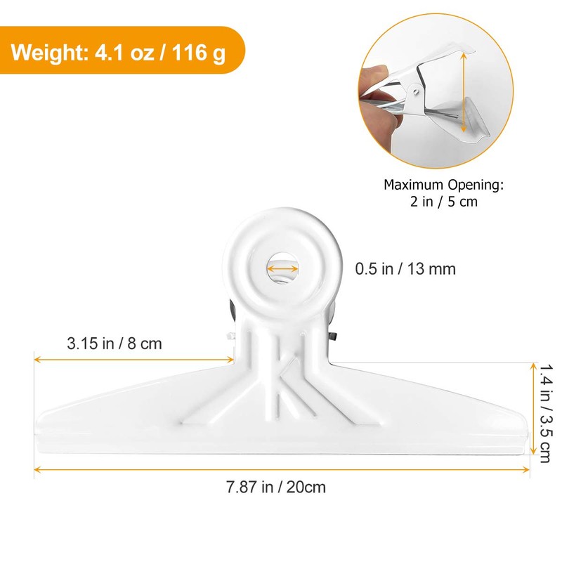 Extra Large Bulldog Clips White - Coideal 2 PCS 20cm