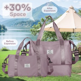 SZLX Travel Duffel Bag Weekend Bag with Trolley Sleeve, Dry & Wet Seperated Sports Gym Waterproof Carry On Bag for Women Men Weekender Tote Hospital Cabin Bag