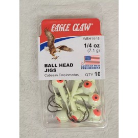 Eagle Claw WBH14-16 Glow Ball Head Jigs 1/4oz 10PK