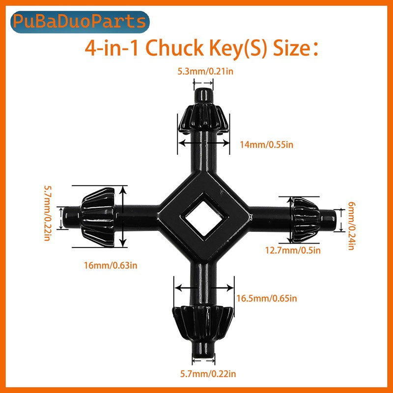 4-in-1 Drill Chuck Key Set, 8 Sizes Universal Chuck Wrench
