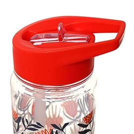 Puckator Pick of the Bunch Protea Botanical Reusable BPA Free PVC Water Drinks Bottle, Flip Straw, 550ml, Multi, School Gym Sports Camping Travel, Height 23cm