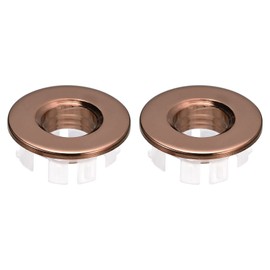 uxcell Sink Trim Overflow Cover, 2Pcs Sink Overflow Rings Bathroom Kitchen Basin Drain Cover Hole Insert in Round Caps, Rose Gold