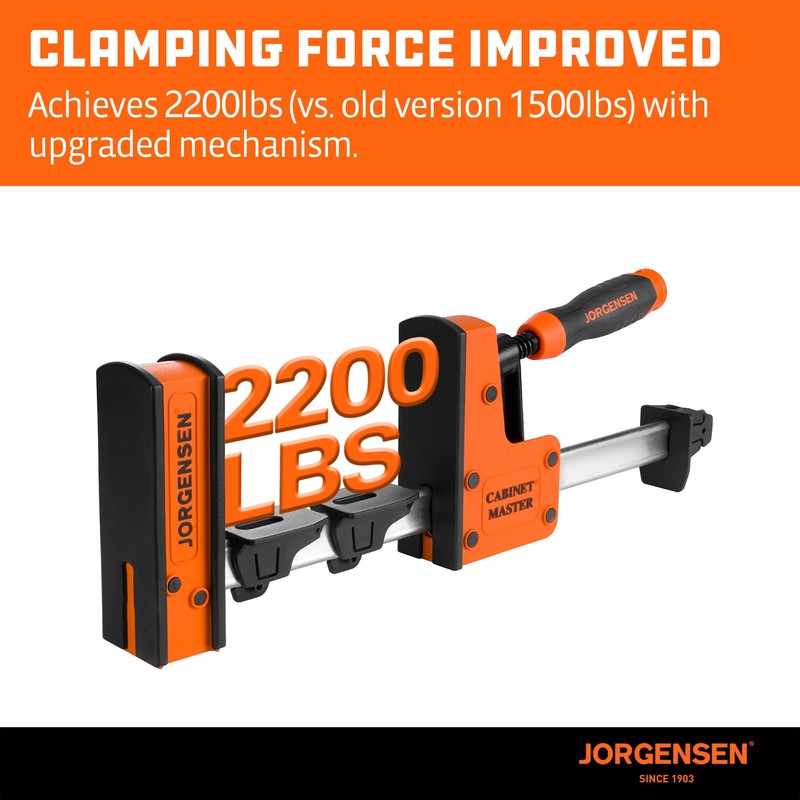 JORGENSEN 12-Inch Parallel Bar Clamp, Heavy-Duty Cabinet Master Clamp for