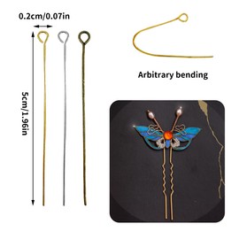 NILLOS Eye Pins, 300 PCS Mixed Colour Solid Brass Head Eye Pins for Jewelry Making (5 cm/1.96 in)