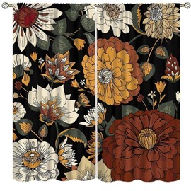 Boho Vintage Floral Curtains Colorful Flowers Bohemian Decor for Bedroom Living Room Window Drapes, 42" x54 Decor