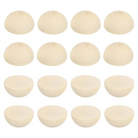 PATIKIL 40mm Half Wood Beads, 25 Pack Unfinished Natural Wooden Beads Round Split Wood Balls for Craft Art Ornaments Painting, Brown