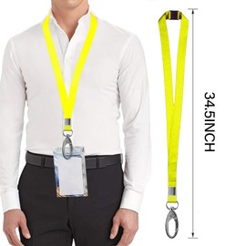 15 Pcs Lanyards Neck Stra Card Clip Hanging Rope,with Breakaway and Swivel Metal Clip,for Id Card Holder,for Pass Card Badge Holders,Yellow