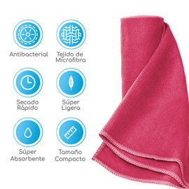 Canotagio Toalla de Microfibra Deportiva para Ejercicio y Viaje. Toalla Ultra Absorbente y Secado Rápido de Micro Fibra. Ligera y Portátil. para el Natación, Gym, Playa y más. (50cm x 100cm, Rosa)