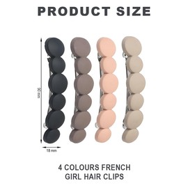 Bangbobi Set of 4 French Hair Clips, Small, Automatic Hair Clip Set Made of High-Quality Acrylic, Vintage Design for Medium to Long Hair