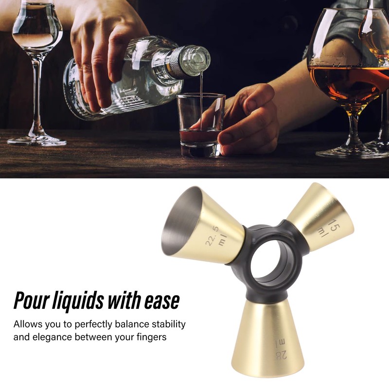 3 End Bar Measuring Cup 304 Stainless Steel Ergonomic Wine
