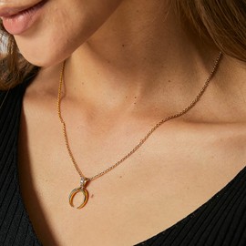 Lit Wall Crescent Moon Necklace for Women 18K Gold Plated Dainty Half Moon Necklace Gold Necklace for Women