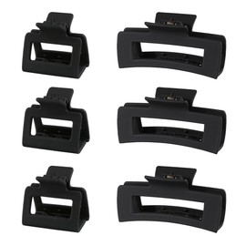 ZSPERKLA 6PCS Black Hair Claw Clips for Thin Thick Hair, Non-slip Matte Large Hair Clips Big and Small Square Rectangular Claw Clips Hair Styling Accessories for Women