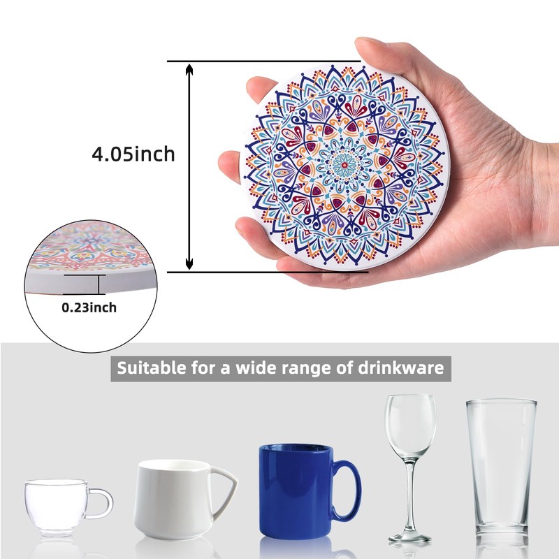 STARUBY 6 Pieces Ceramic Coasters Coasters with Holder Coasters Coffee