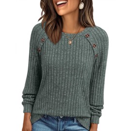 AUTOMET Womens Long Sleeve Shirts Dressy Casual Formal Tops Teacher Sweaters Early Fall Outfits 2025 Winter Clothing Green S