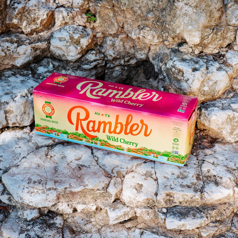 AUTX RAMBLER Sparkling Water, Texas Limestone Mineral Blend, Wild Cherry