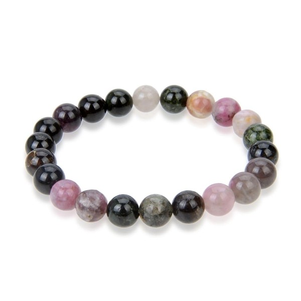 Multi Colors Tourmaline Gemstone Bracelet 7 inch Stretchy Chakra Gems