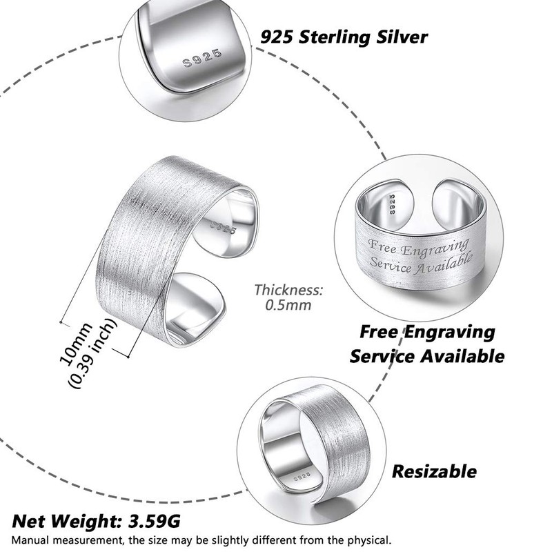 Stackable Silver Rings for Female, Plain Silver Dainty Band Finger