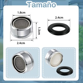 5 Pieces Filter Faucet 24mm Male Thread Aerator Replacement Basin Faucet Nozzle with Rubber Ideal for Saving Bathroom and Kitchen Taps M24