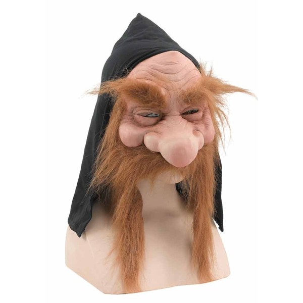 Gnome Dwarf Rubber Panto Mask with Light Brown Beard &