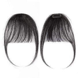 Clip in Fringe Bangs 100% Human Hair Extensions #1 Jet Black (3g)