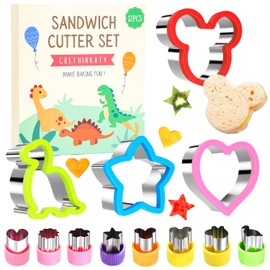 Sandwich Cutter for Kids-12 Pcs Cookie Cutters Set,Bread Cutter Set,Fruit Cutters,Dinosaur Heart Star Mouse Shaped DIY Mold for Kids Boys and Girls.
