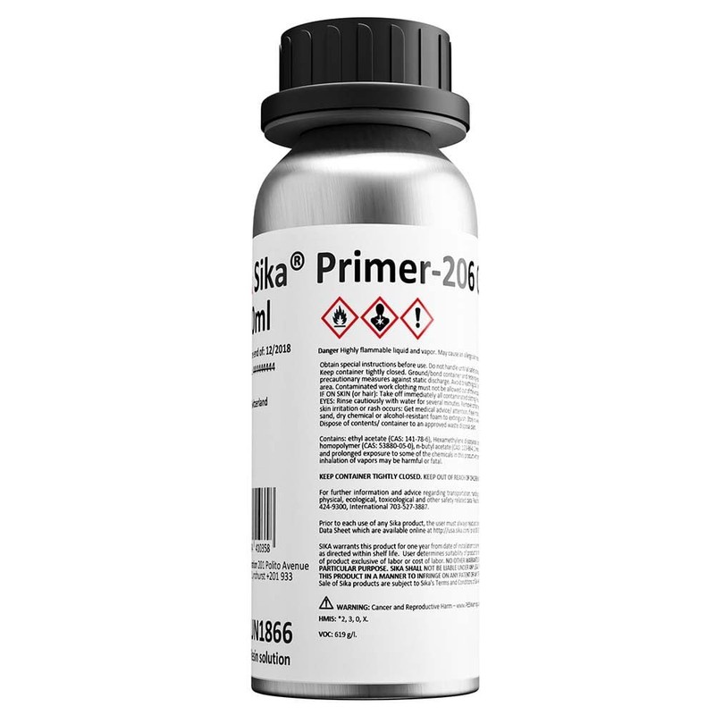 SIKA Primer 206 G+P Black, Moisture-Curing Liquid Primer 250ml Bottle