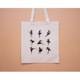 Handmade Canvas Tote Bag, Cotton Reusable Bag, Grocery Bag, Ballerinas Canvas Bag