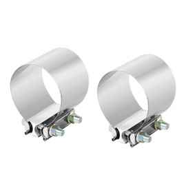 Godimg 5.0 Inch (2Pcs) Exhaust Clamp, 5 Inch Butt Joint Exhaust Pipe Muffler Band Clamp Sleeve Coupler Stainless Steel (2Pcs)