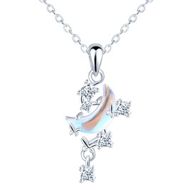 feilok Women's Choker Necklace with Pendant 925 Sterling Silver Butterfly Zirconia Silver for Women Birthday Christmas Valentine's Day, Cubic Zirconia