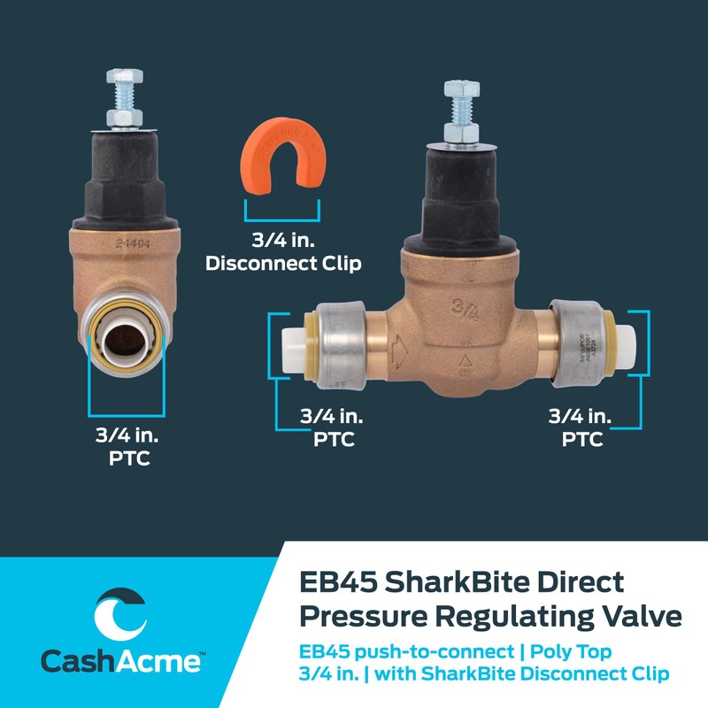 Cash Acme EB45 SharkBite Pressure Regulating Valve with Disconnect Clip,