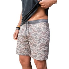 Burlebo White Speckled Athletic Shorts - White Liner, Classic Deer Camo - Grey, X-Large