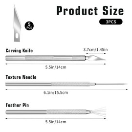 BOHUIZ 3 in 1 Clay Needle Tools, Sculpting Ceramics Pottery Carving Tool with 5 Pcs Cutting Head Clay Sculpting Tools Sculpture Feather Pin Carving Knife Needle Texture Tool for Model Claies Supplies