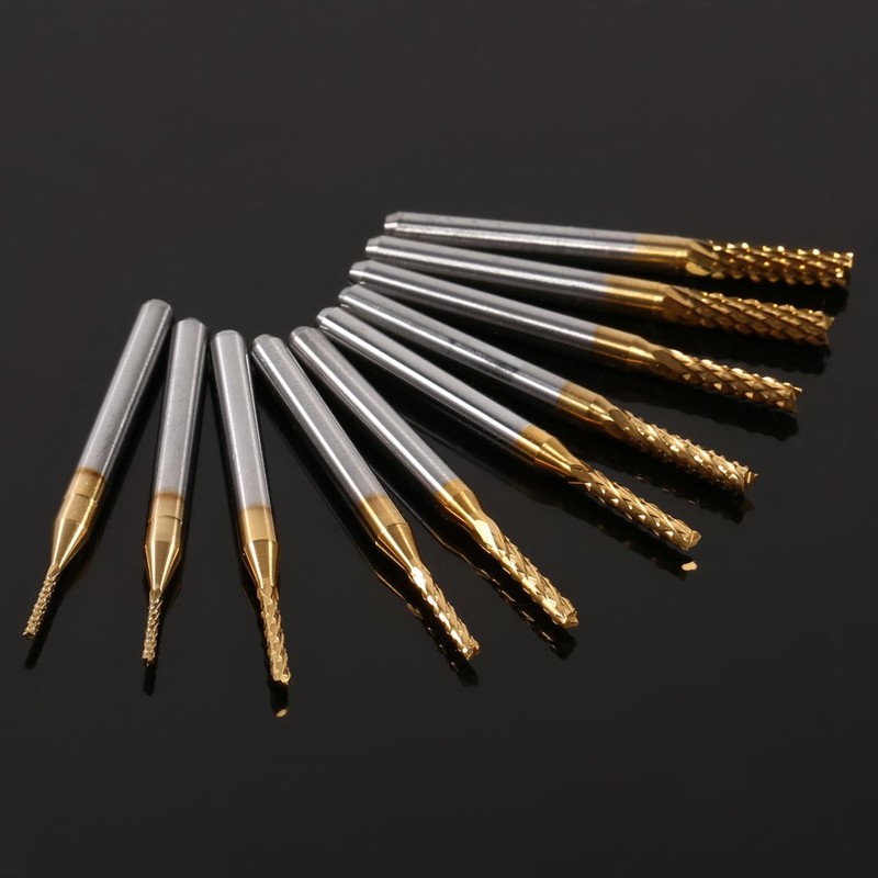 10pcs End Mill Cutter Drill Bits, Titanium Coated End Mill