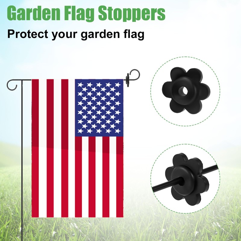 lasuroa 10pcs Garden Flag Clips & Stoppers, Plastic Windproof Stand