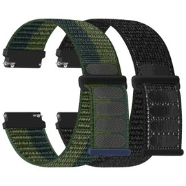Huamanlou Nylon Watch Straps 16mm 18mm 20mm 22mm Quick Release Watchband for Men and Women, Adjustable Breathable Woven Sport Straps, 2 PACK