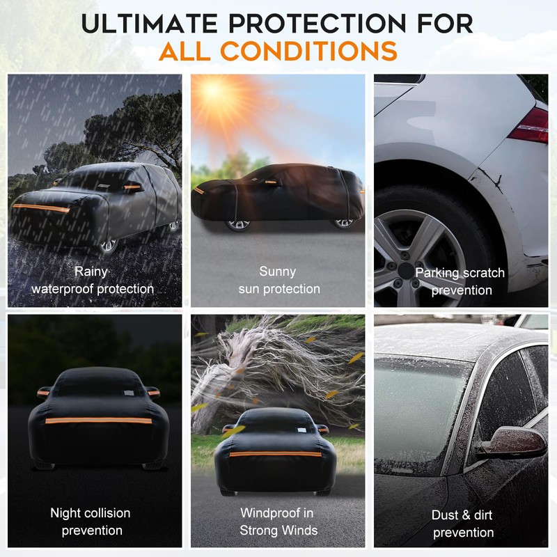 Heavy-Duty Waterproof SUV Car Cover: 6-Layer Protection from Rain, Snow,