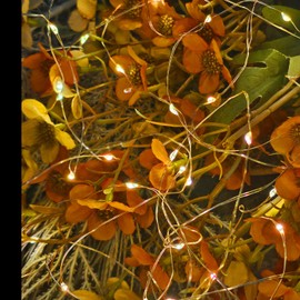 Outdoor Waterproof Solar Powered Copper Wire String Lights Bendable 33ft 100 Mini Micro Small Amber LEDs Twinkle Fairy Starry Firefly Rope Lighting Wedding Party Garden Yard Patio Gate Tree Decoration