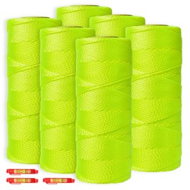 BSRHOME Mason Line 6 Pcs, 600 Ft Length Nylon Twine, 18 Braided Nylon String for Gardening Or Masonry Tools, Yellow