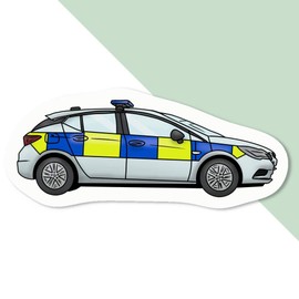 4 x Small 50mm 'UK Police Car' Permanent Sticker Decals for Cars/Windows/Bins/Walls etc (DW00079700)