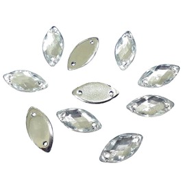Pack of 150 Sew-On Rhinestones for Sewing Oval, 12 x 6 mm, Crystal Acrylic Stones, Crystal Flatback for Garment, Crafts, Clothing and Bag Decoration, Acrylic, No Gemstone
