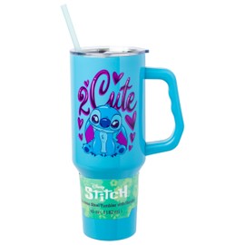 Silver Buffalo Lilo & Stitch Airbrush 2 Cute 40oz Stainless Steel Tumbler w Handle