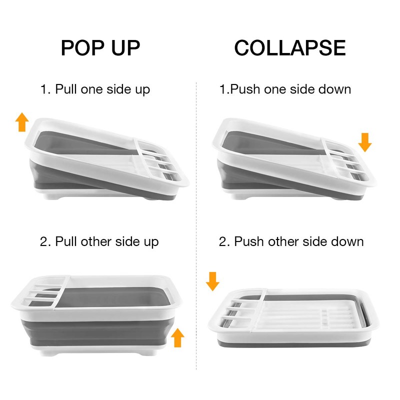 THANSTAR Collapsible Dish Drying Rack Portable Dinnerware Drainer Organizer for